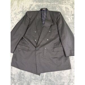 Ferracci Mens XL 50 Double Breasted Blazer Navy Polyester/Wool